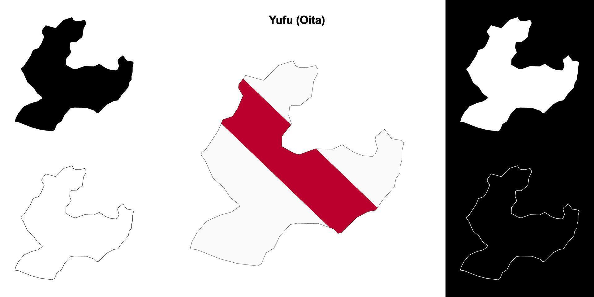 Yufu, Oita outline map set vector