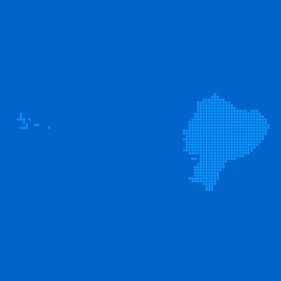 Blue halftone dot outline map background of Ecuador vector