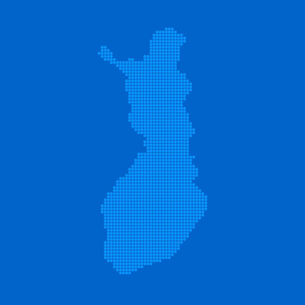 Blue halftone dot outline map background of Finland vector