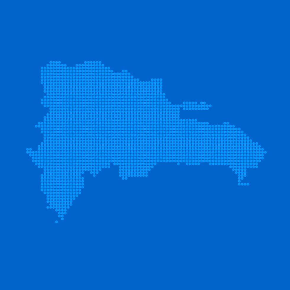 Blue halftone dot outline map background of Dominican Republic vector