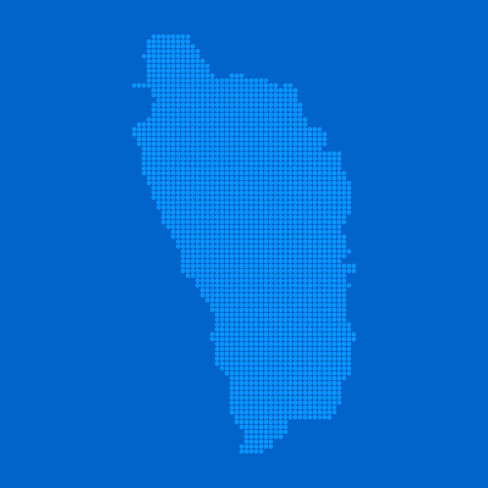 Blue halftone dot outline map background of Dominica vector