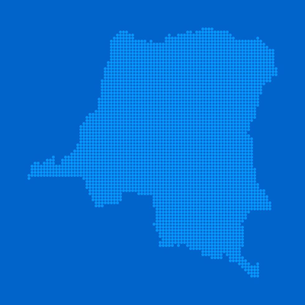 Blue halftone dot outline map background of DR Congo vector