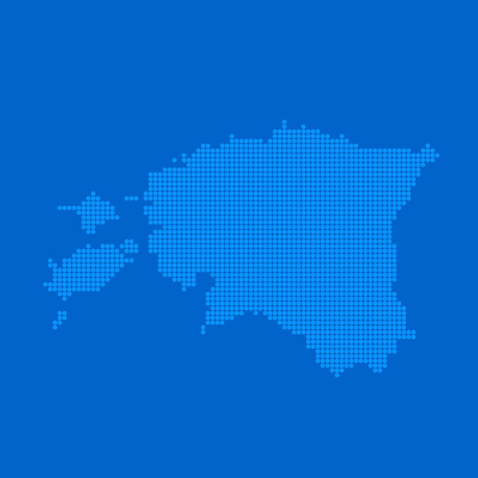Blue halftone dot outline map background of Estonia vector