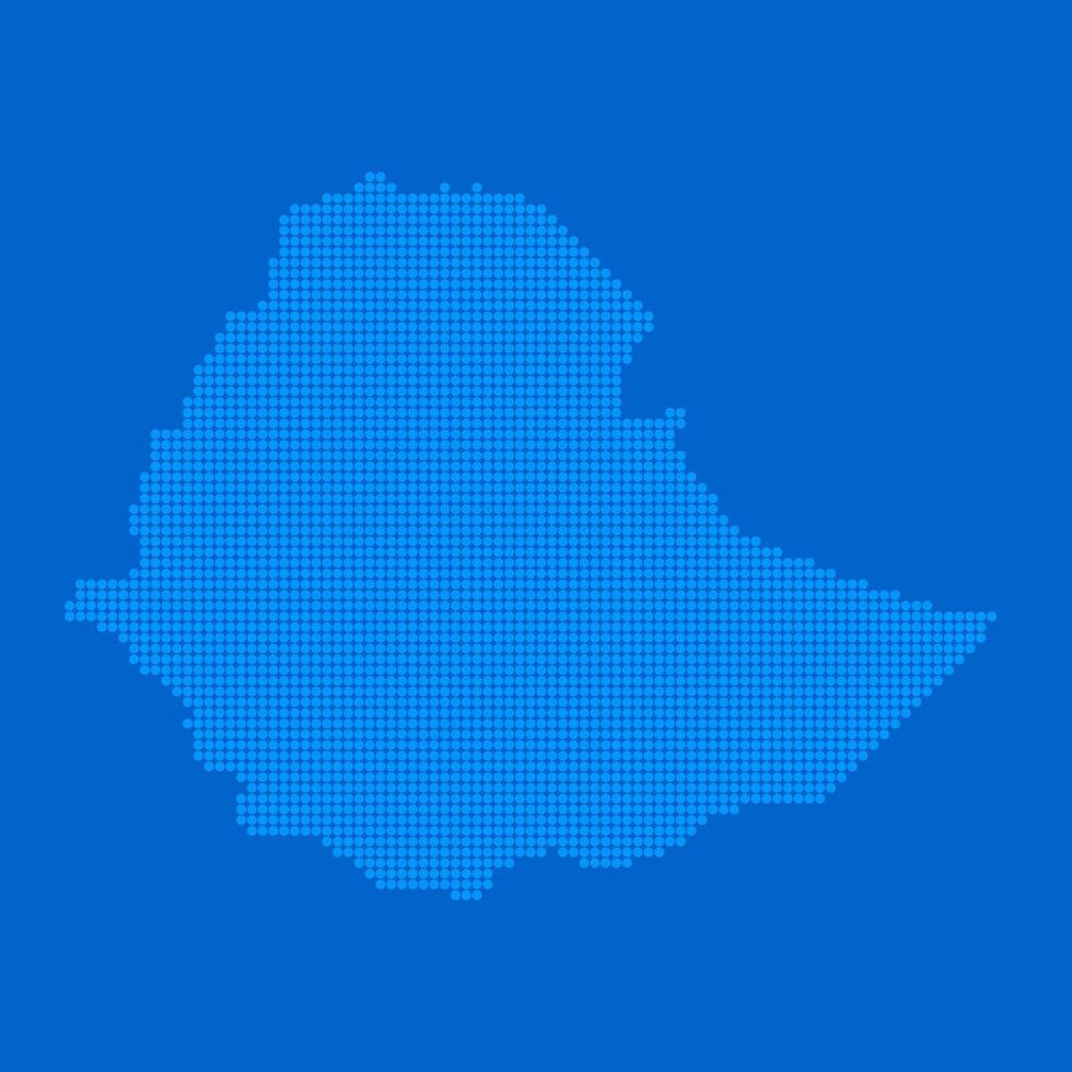 Blue halftone dot outline map background of Ethiopia vector