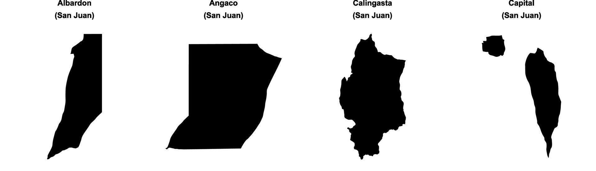 Albardon, Angaco, Calingasta, Capital outline maps vector