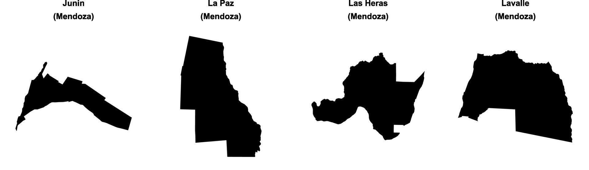 Junin, La Paz, Las Heras, Lavalle outline maps vector