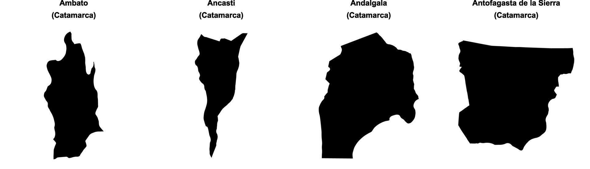 Ambato, Ancasti, Andalgala, Antofagasta de la Sierra outline maps vector