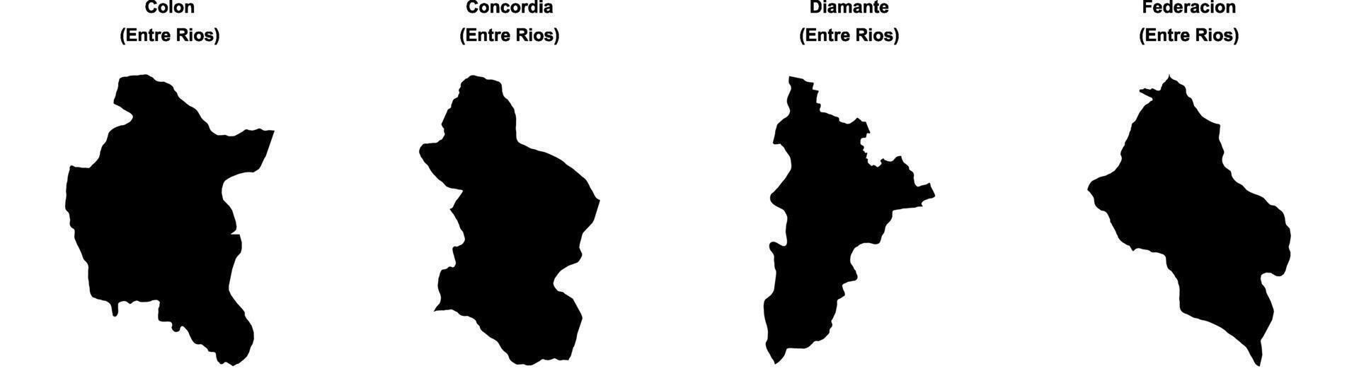 Colon, Concordia, Diamante, Federacion outline maps vector