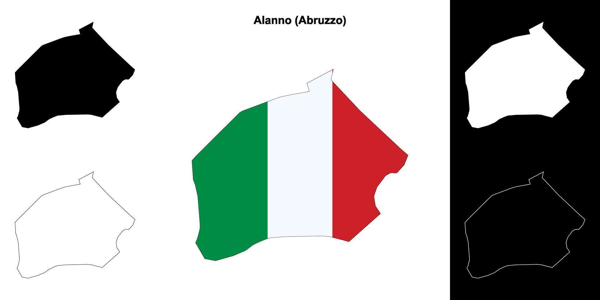 Alanno, Abruzzo outline map set vector