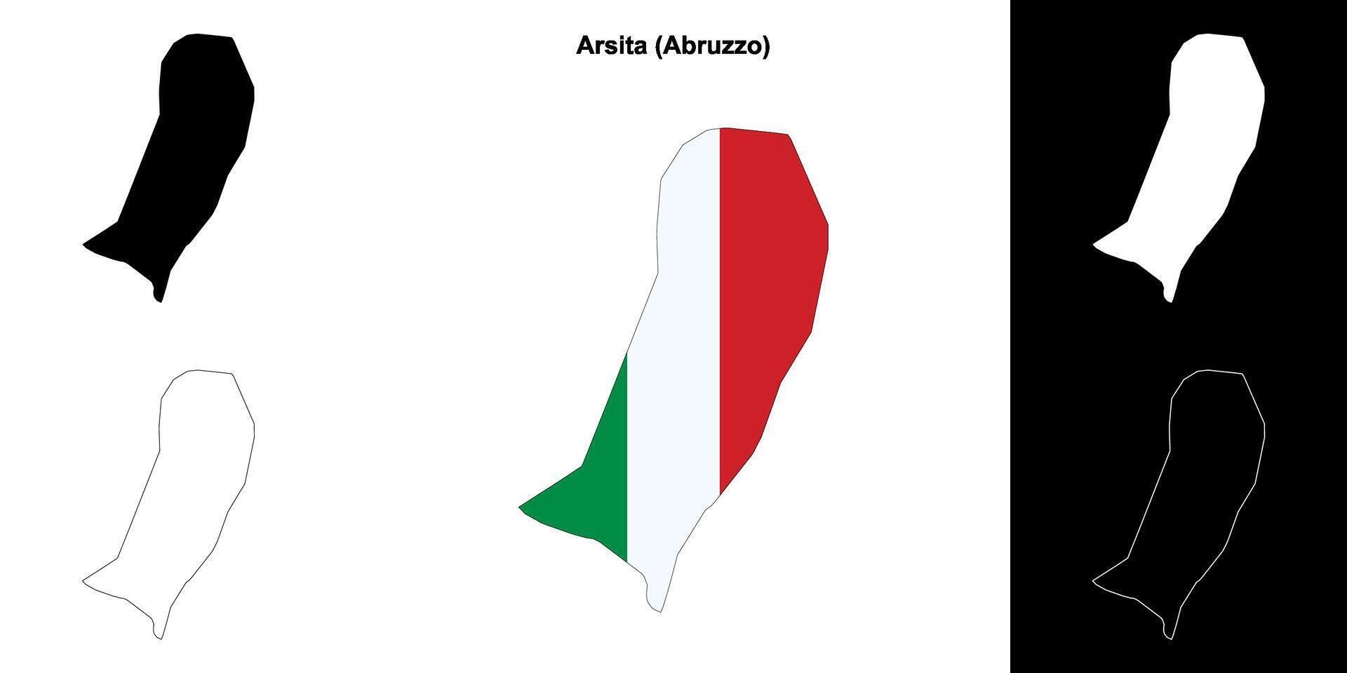 Arsita, Abruzzo outline map set vector
