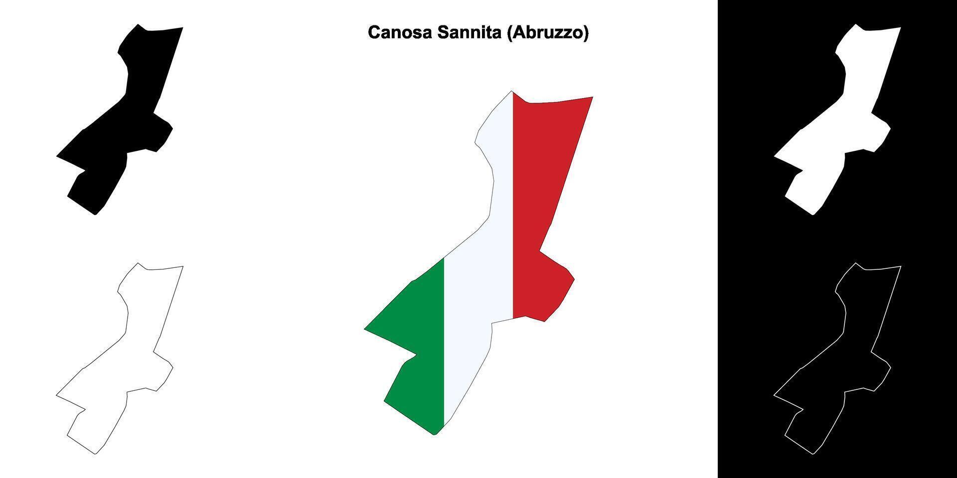 Canosa Sannita, Abruzzo outline map set vector