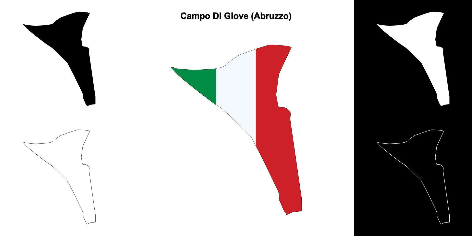 Campo Di Giove, Abruzzo outline map set vector