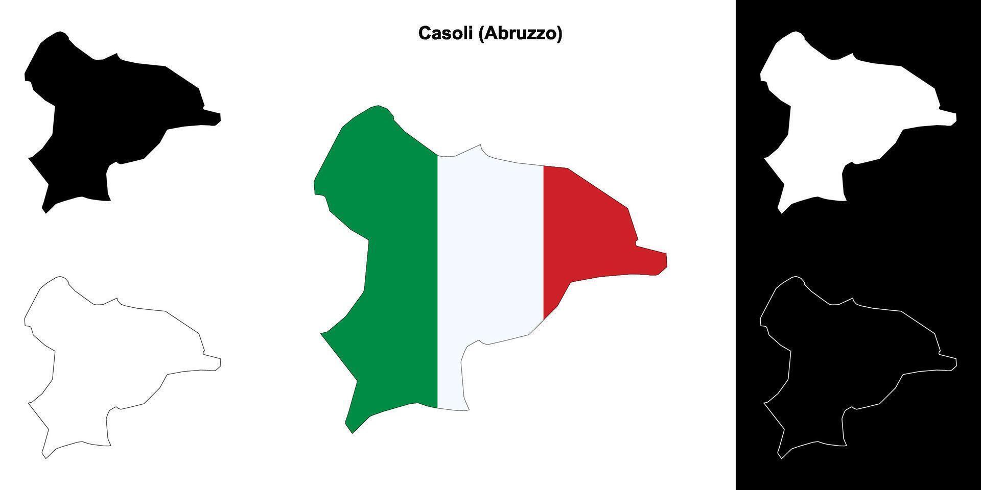 Casoli, Abruzzo outline map set vector