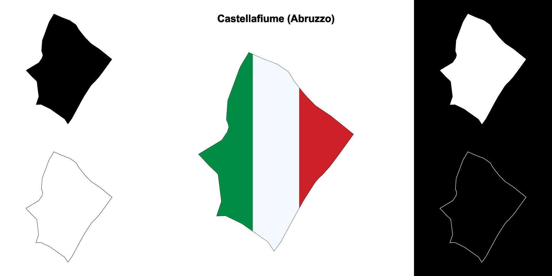 Castellafiume, Abruzzo outline map set vector