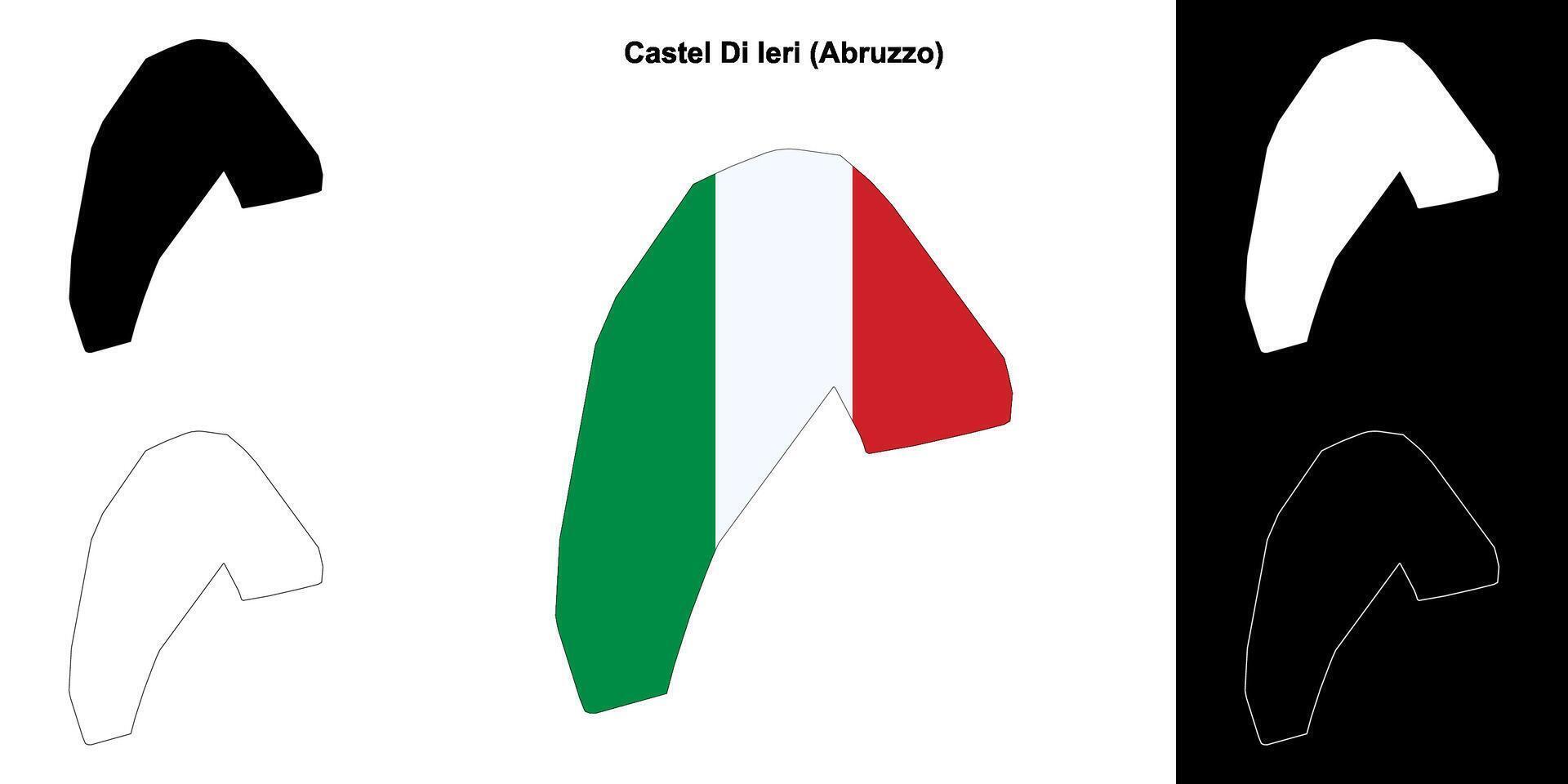 Castel Di Ieri, Abruzzo outline map set vector