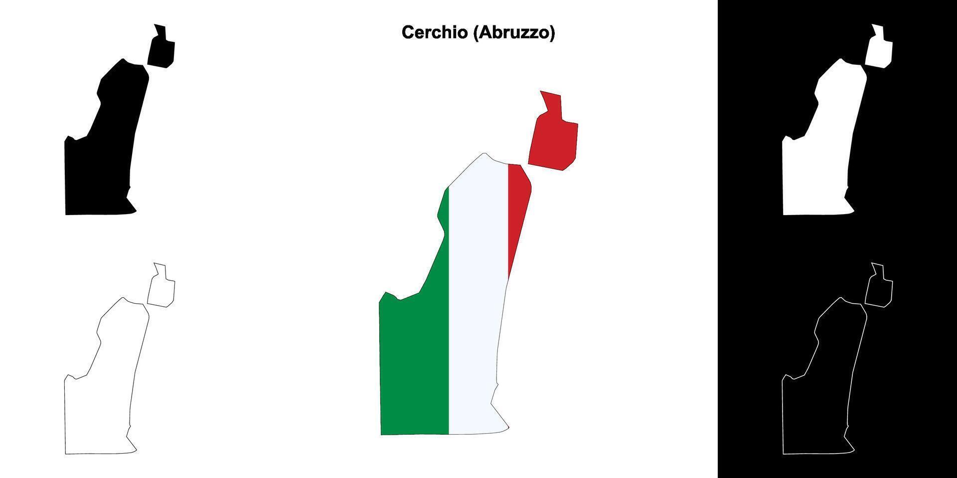 Cerchio, Abruzzo outline map set vector