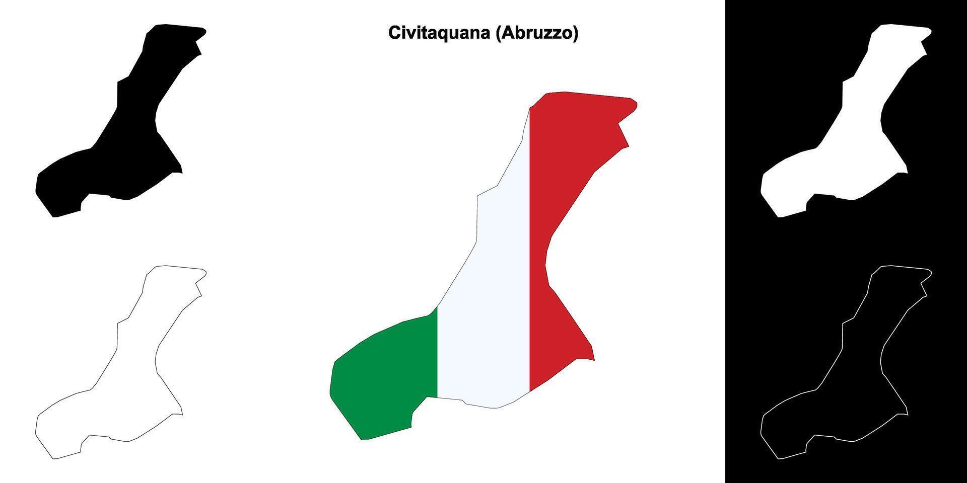 Civitaquana, Abruzzo outline map set vector