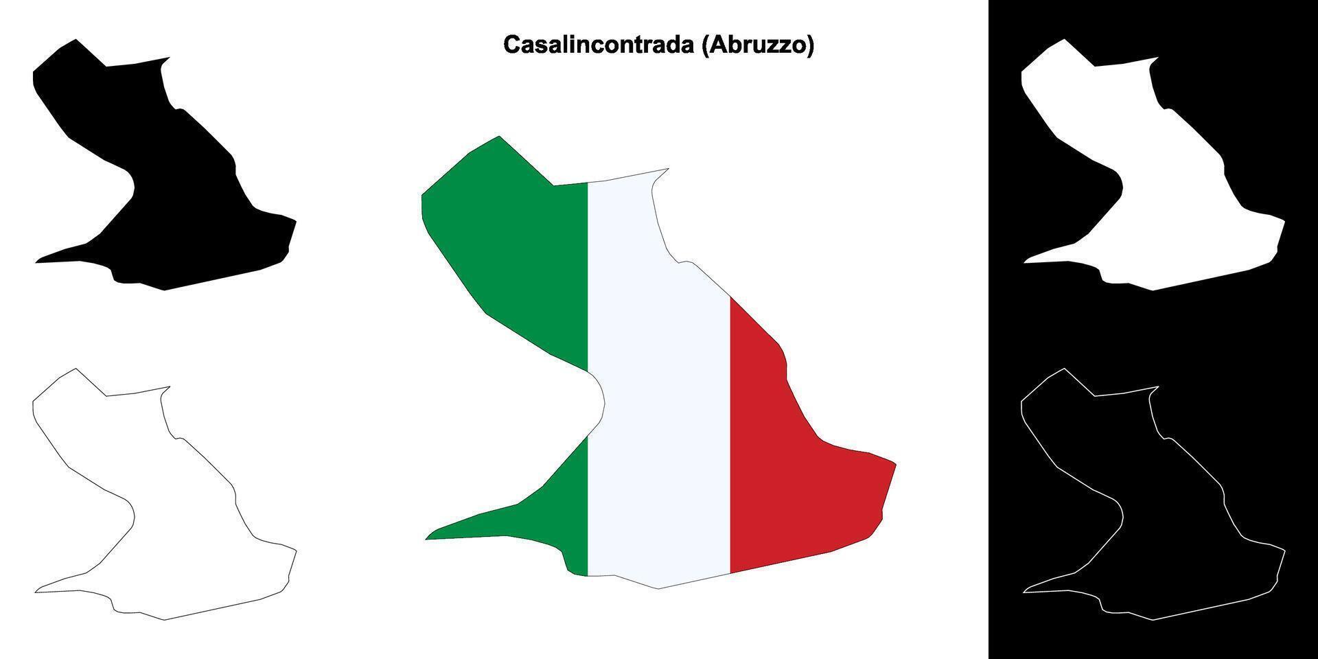 Casalincontrada, Abruzzo outline map set vector