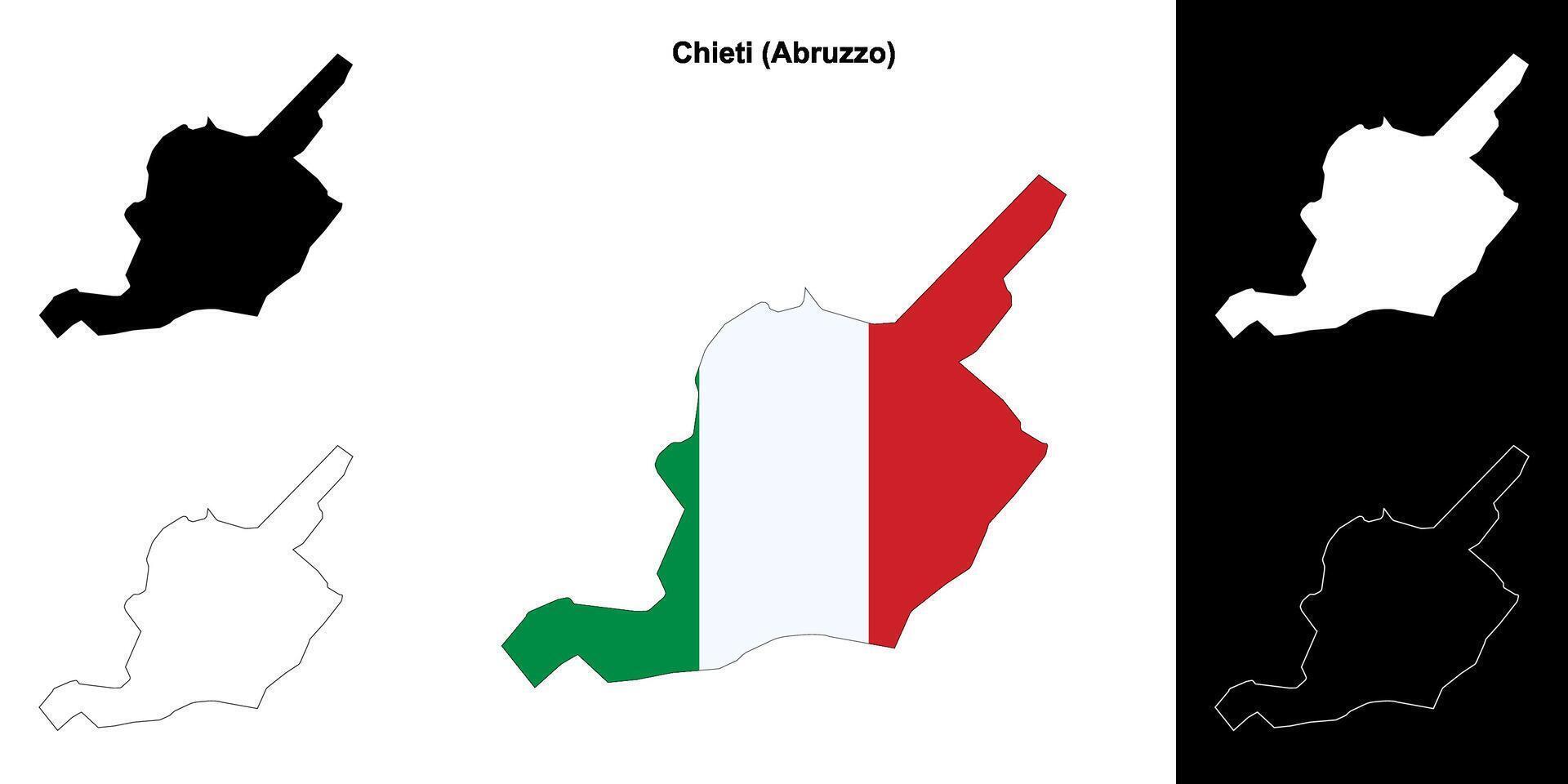 Chieti, Abruzzo outline map set vector