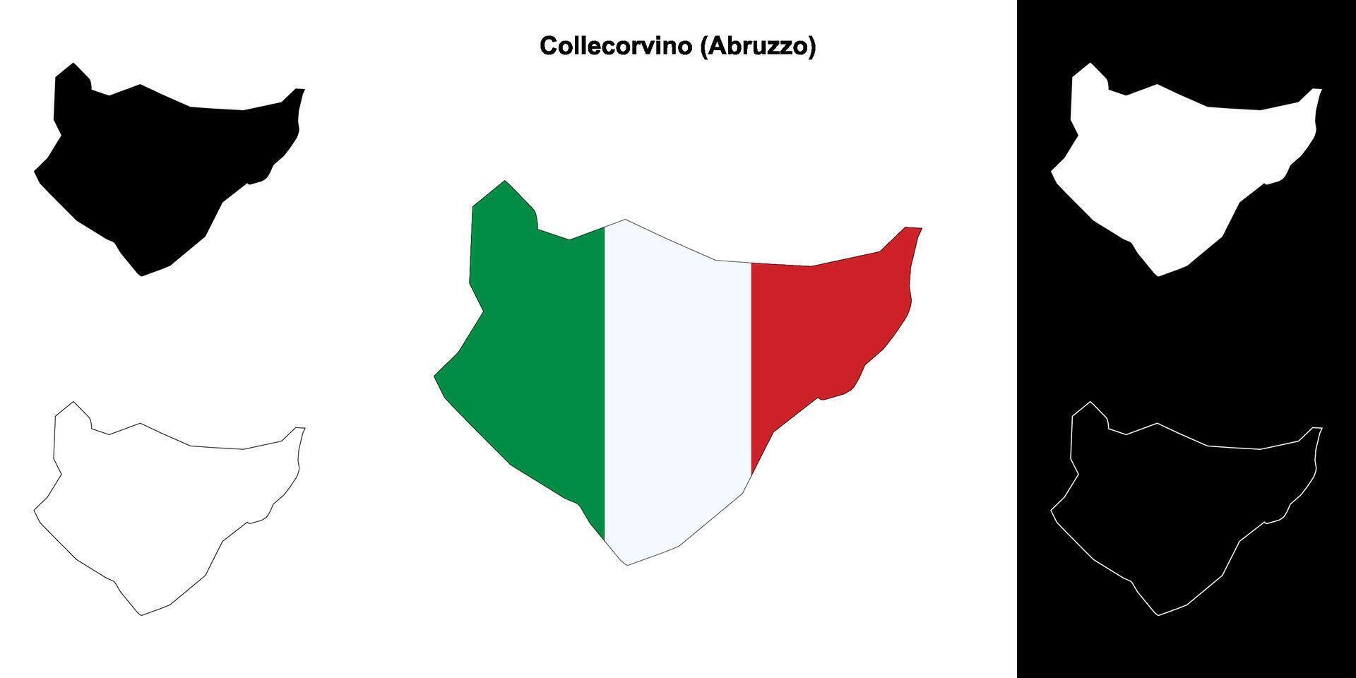 Collecorvino, Abruzzo outline map set vector