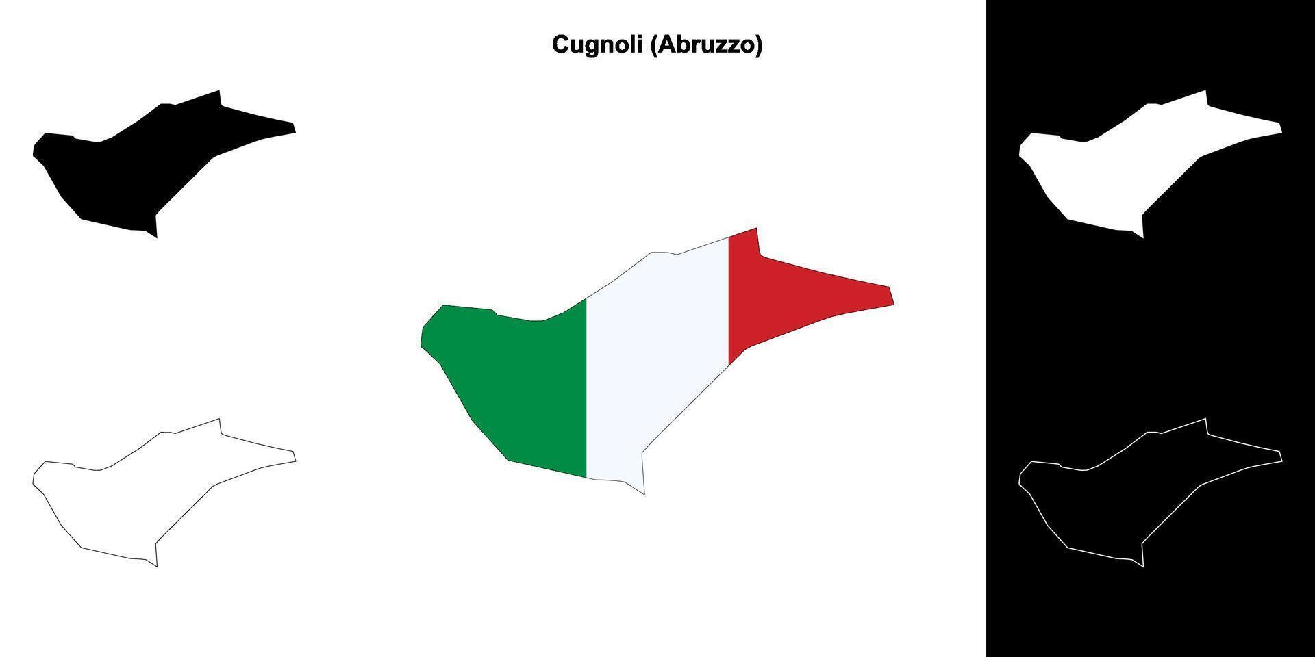 Cugnoli, Abruzzo outline map set vector