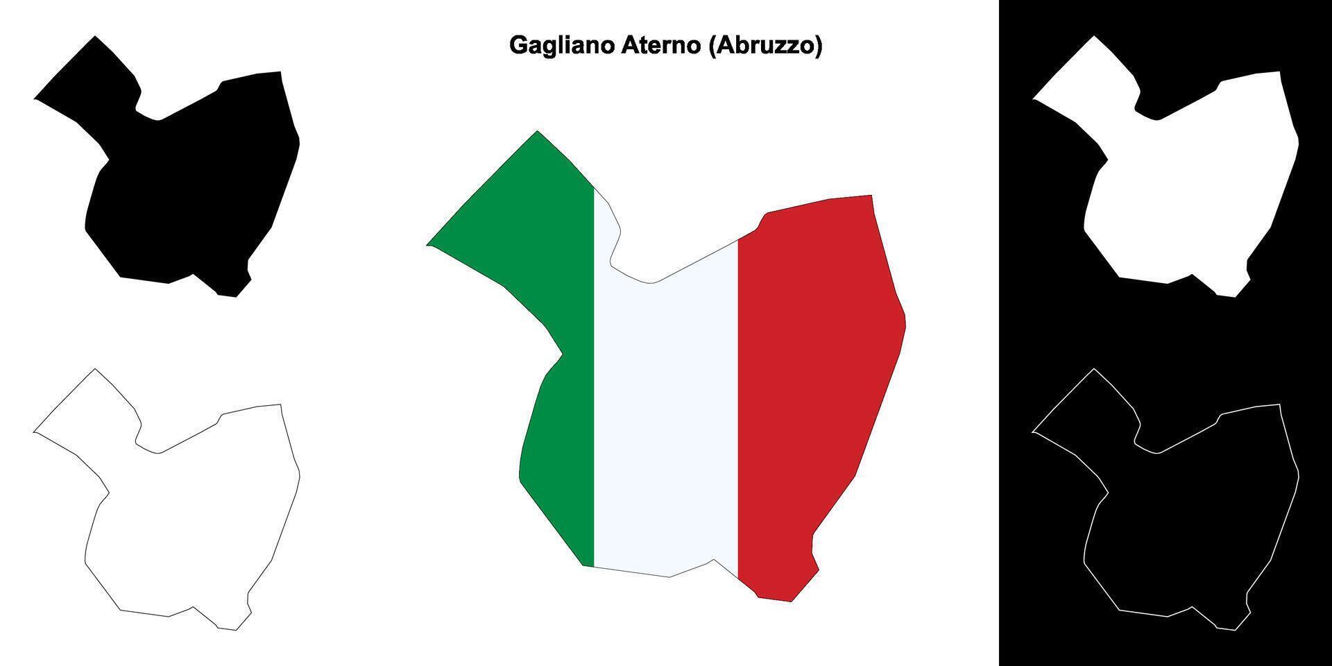 Gagliano Aterno, Abruzzo outline map set vector