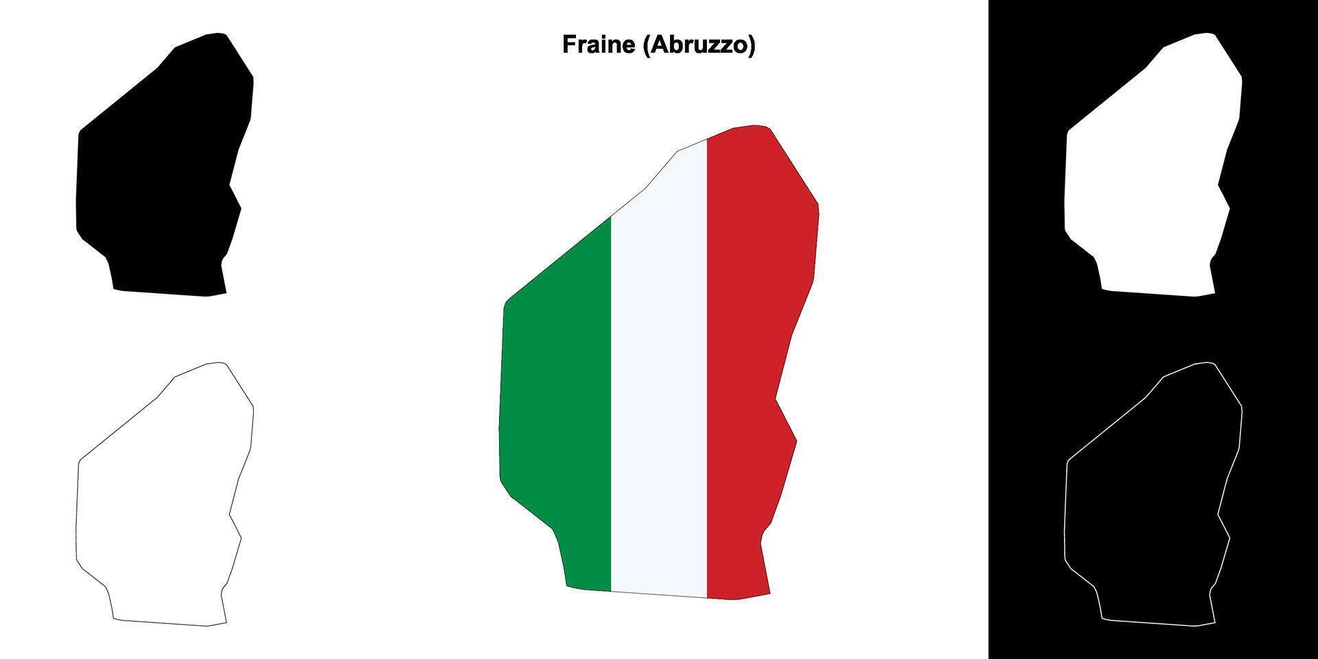 Fraine, Abruzzo outline map set vector