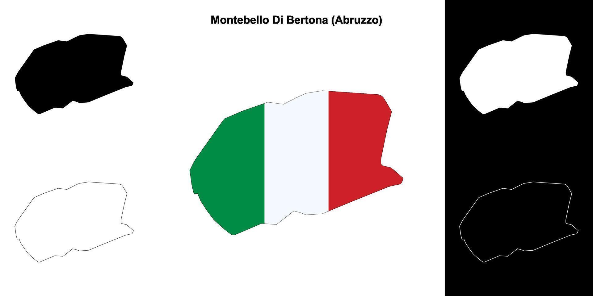 Montebello Di Bertona, Abruzzo outline map set vector