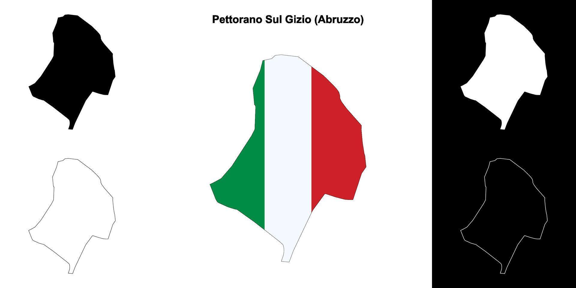 Pettorano Sul Gizio, Abruzzo outline map set vector