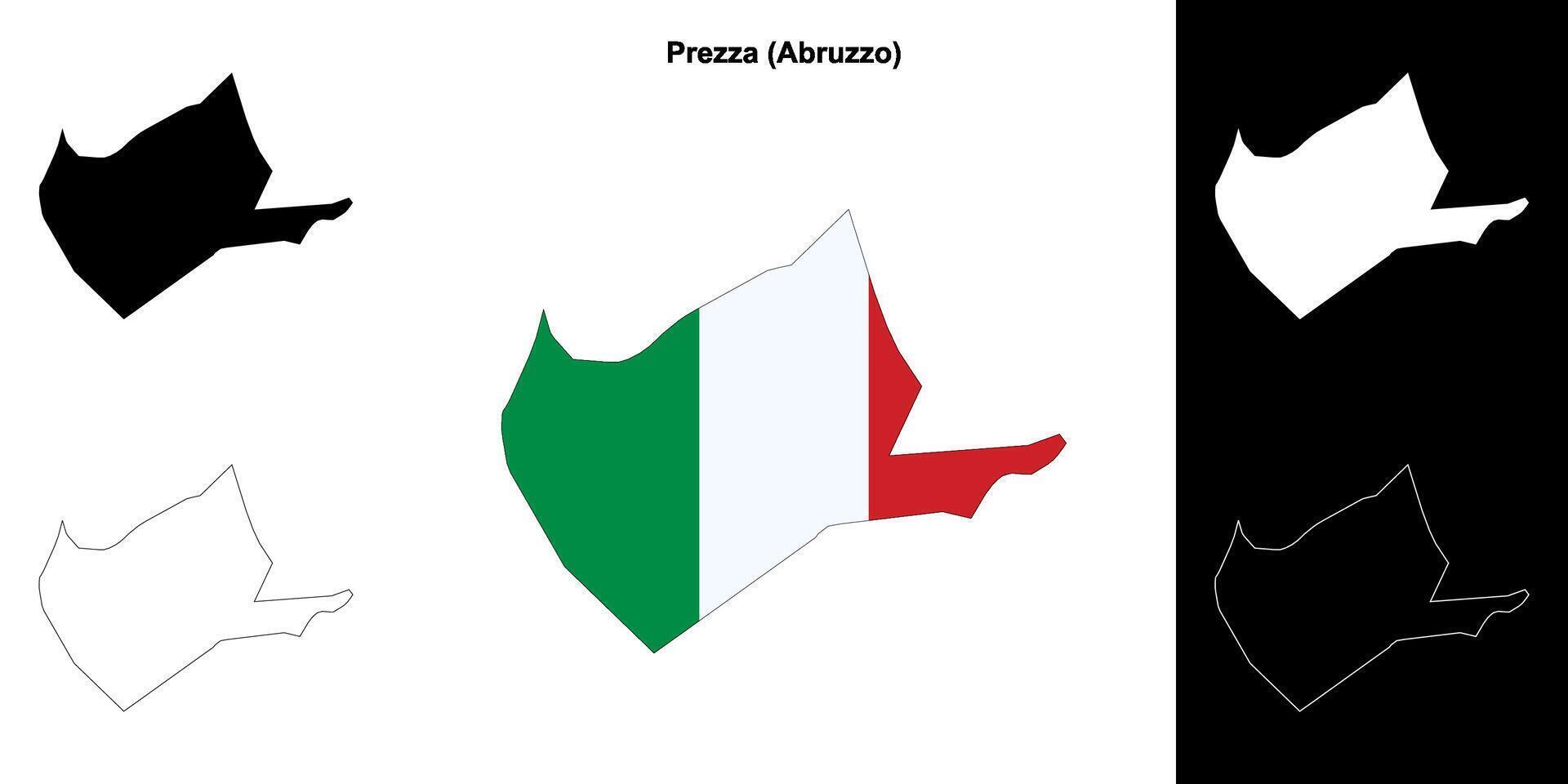 Prezza, Abruzzo outline map set vector