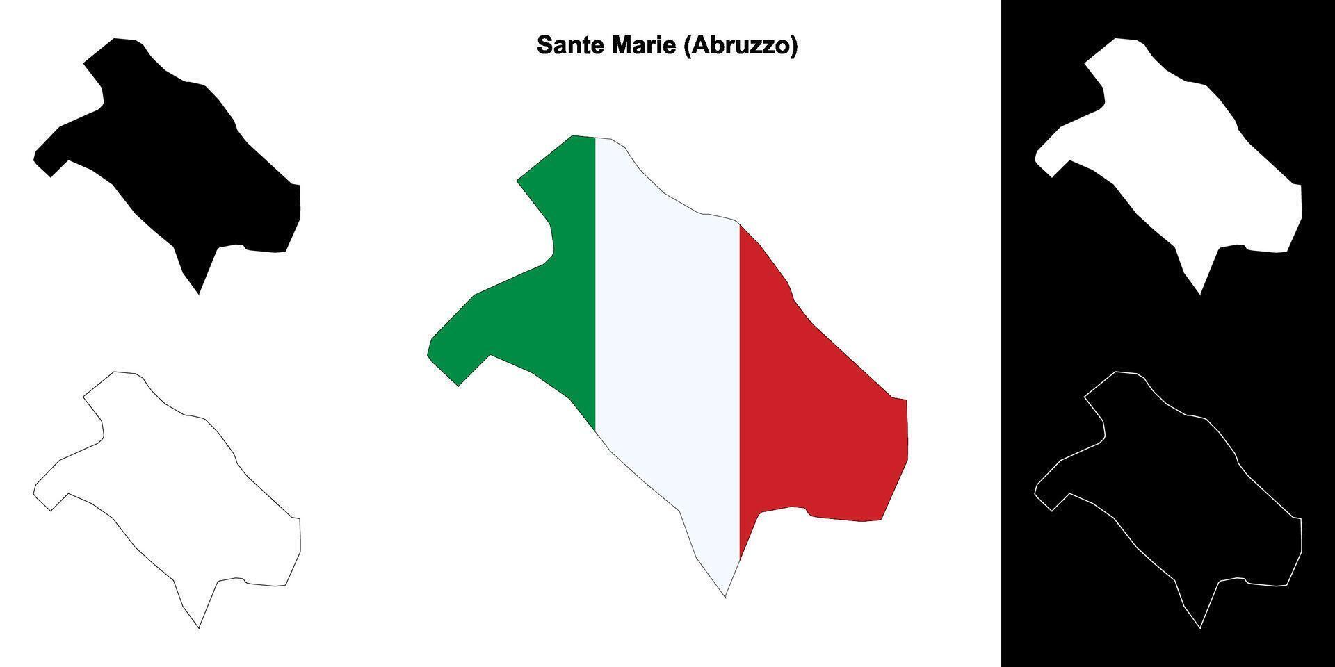 Sante Marie, Abruzzo outline map set vector