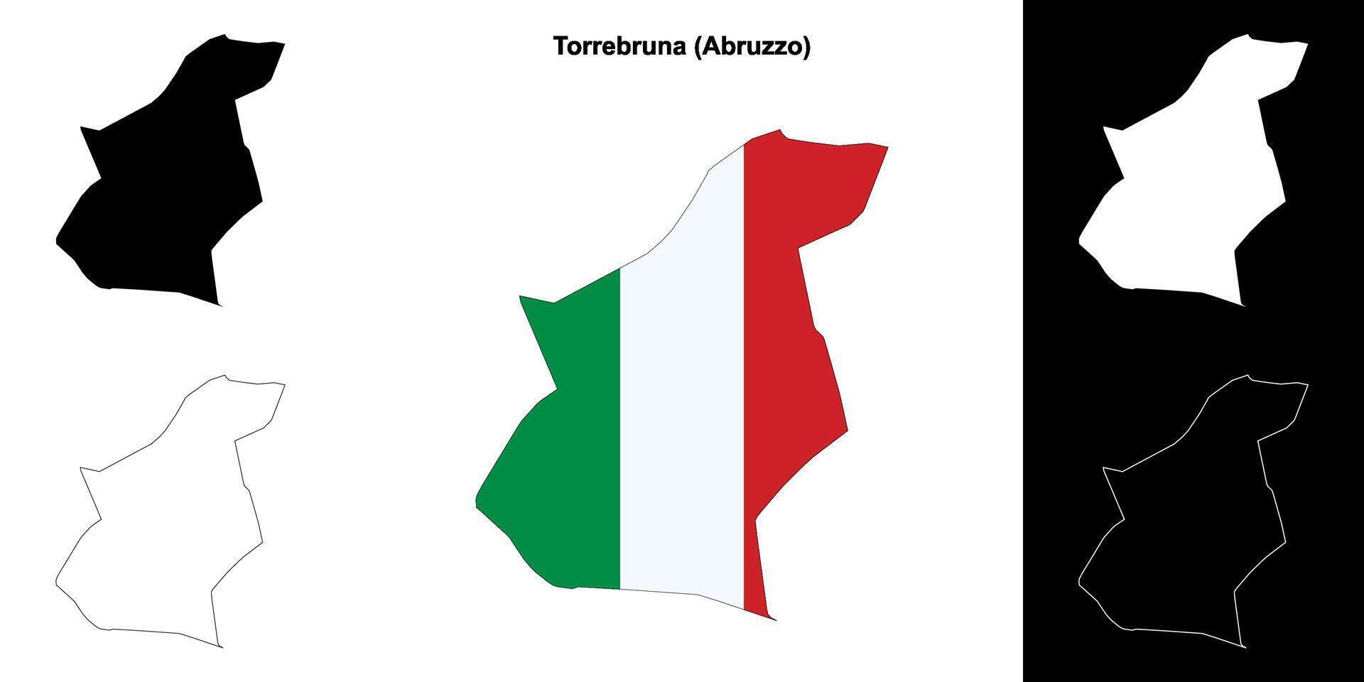 Torrebruna, Abruzzo outline map set vector