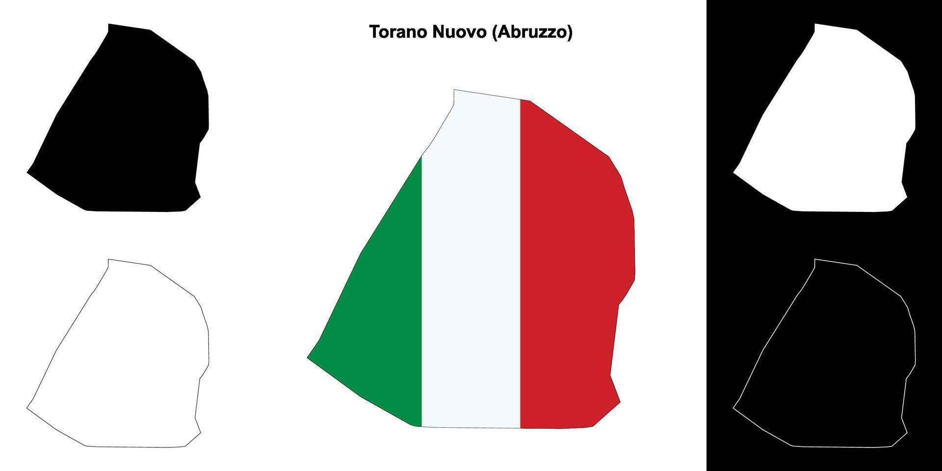 Torano Nuovo, Abruzzo outline map set vector