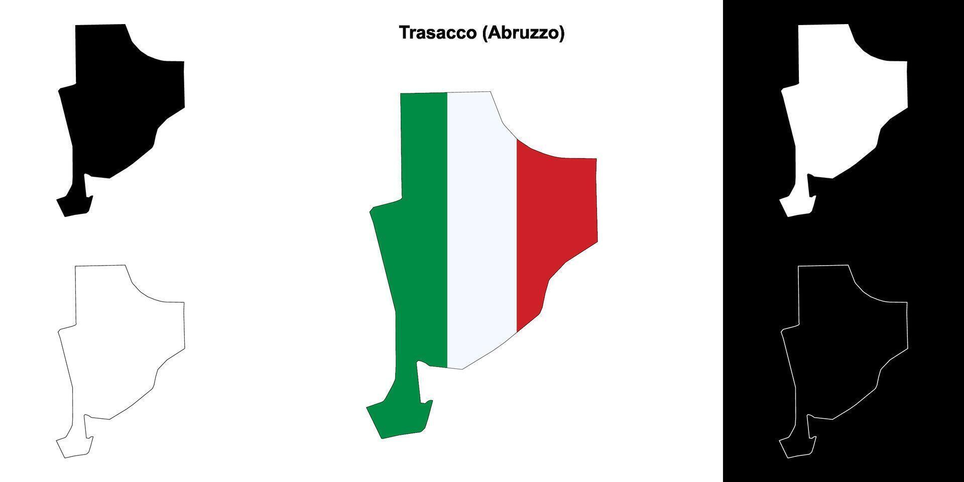 Trasacco, Abruzzo outline map set vector