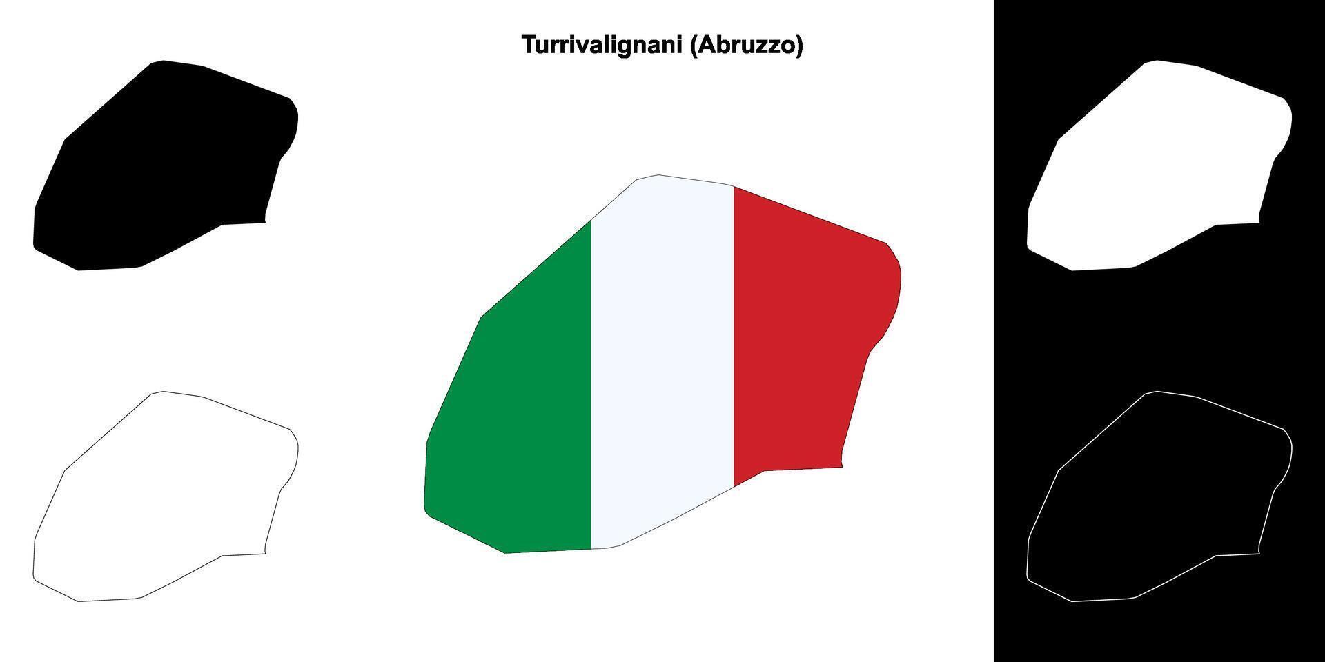 Turrivalignani, Abruzzo outline map set vector