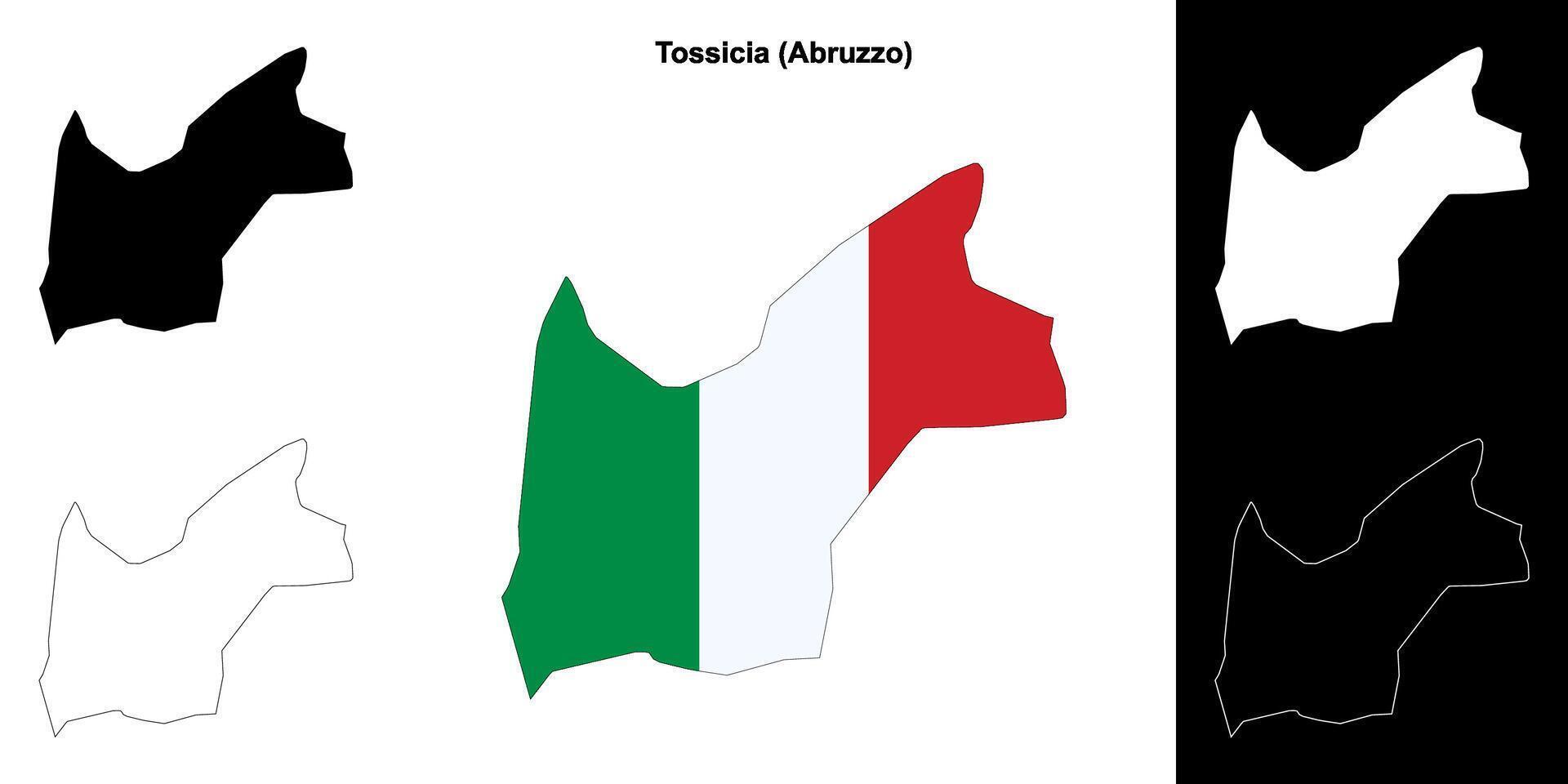 Tossicia, Abruzzo outline map set vector