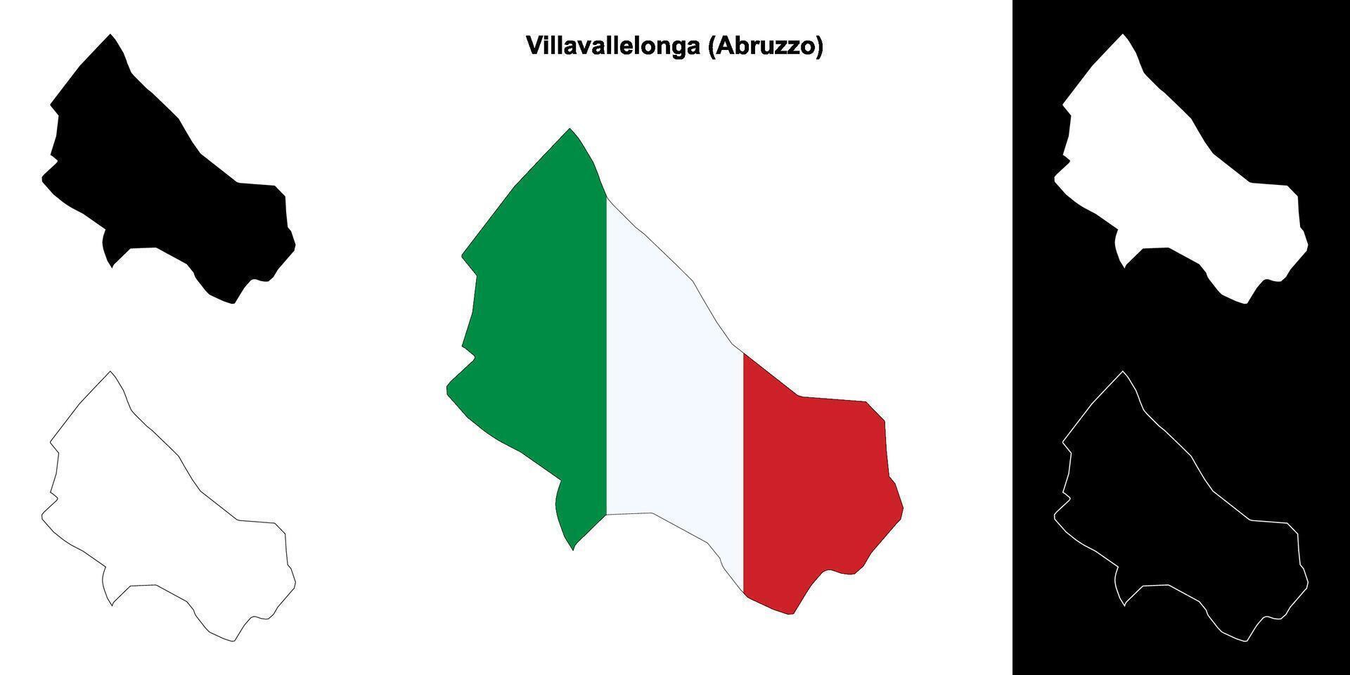 Villavallelonga, Abruzzo outline map set vector