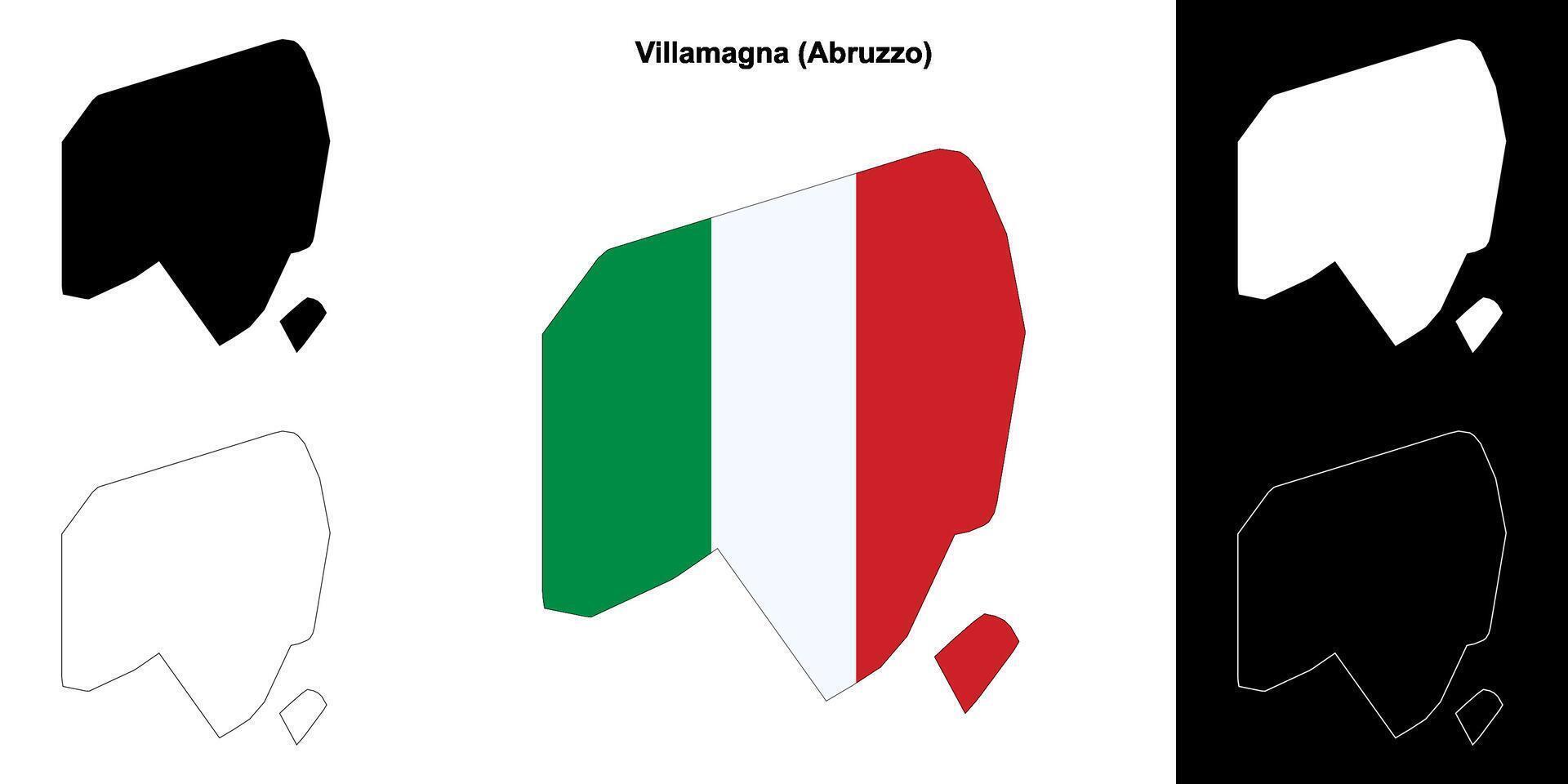 Villamagna, Abruzzo outline map set vector