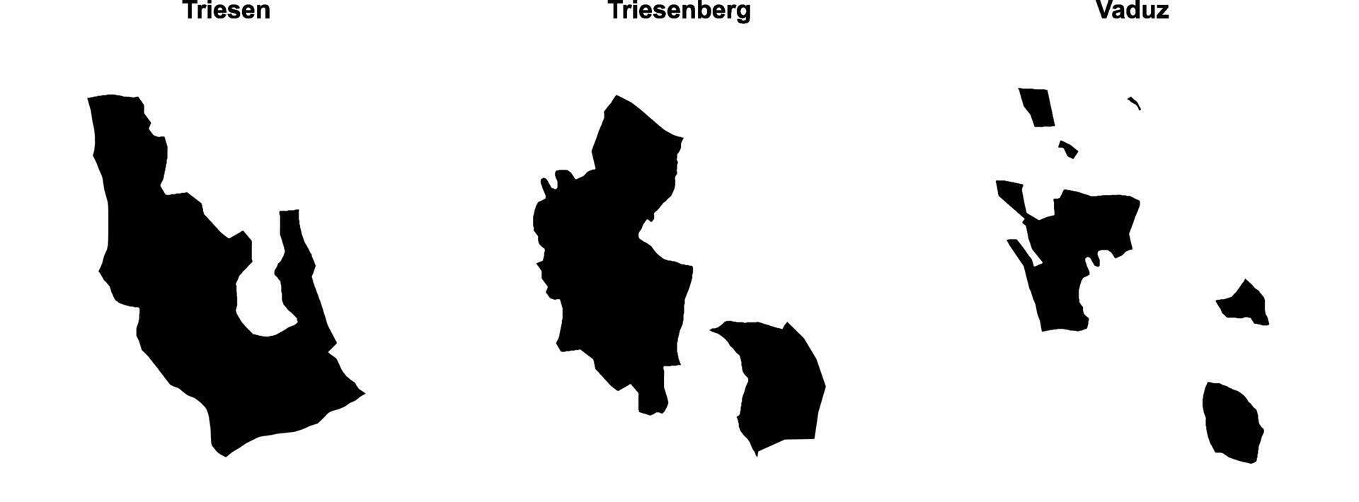 Triesen, Triesenberg, Vaduz outline maps vector