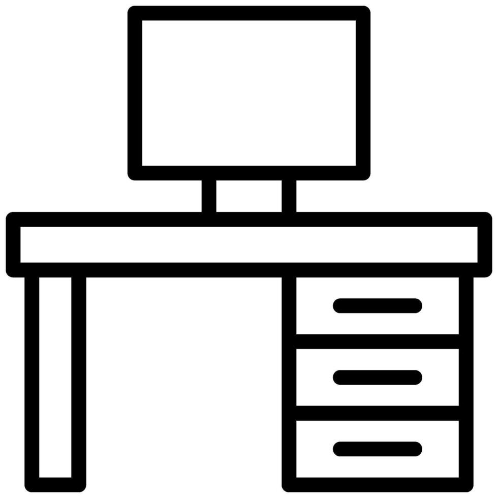 Table Desktop Icon, Black And White Outline Icon Symbol vector