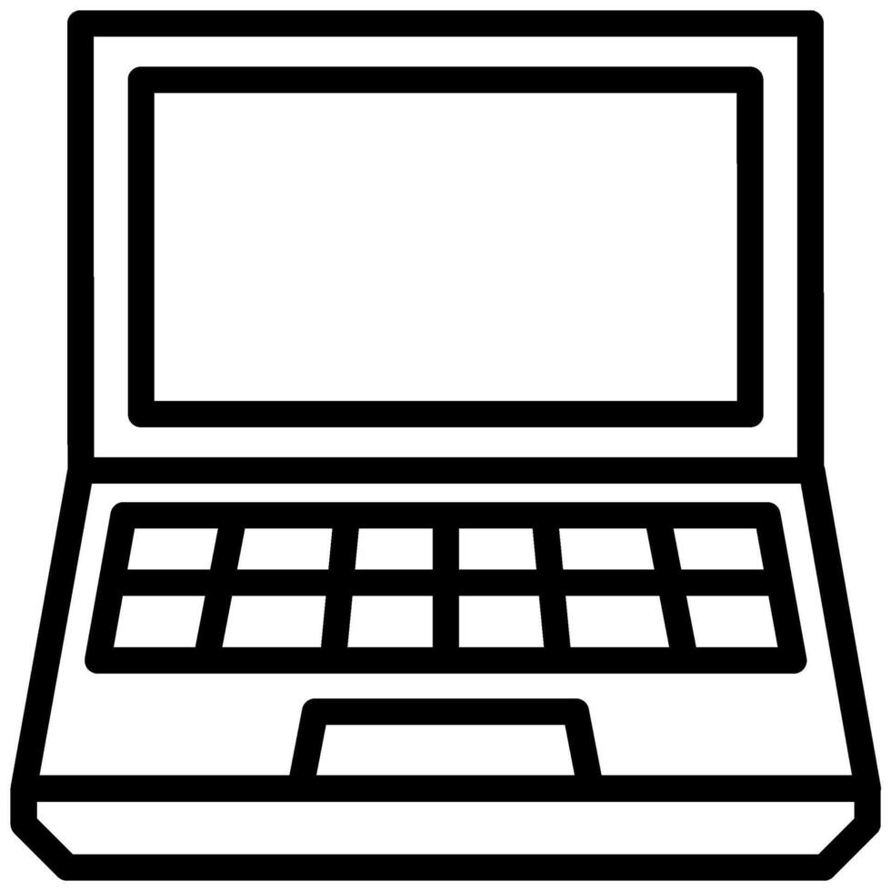 Laptop Icon, Black And White Outline Icon Symbol vector