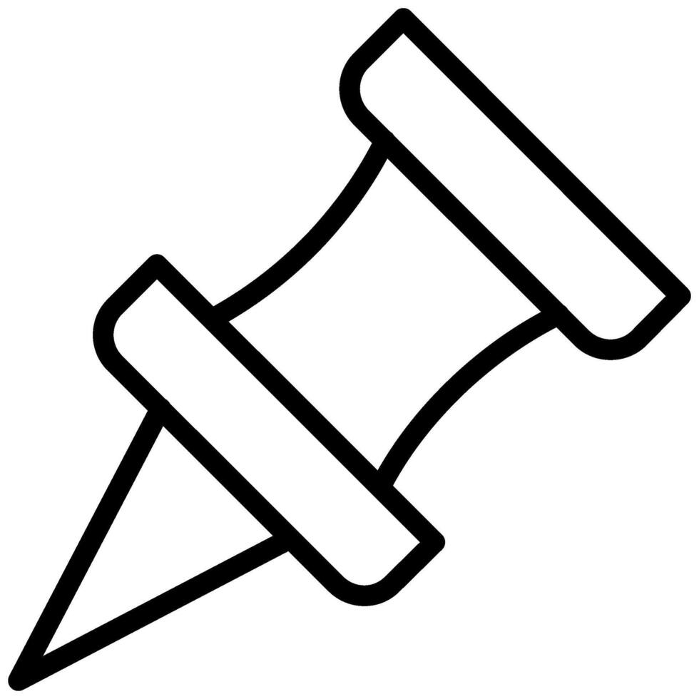 Pin Icon, Black And White Outline Icon Symbol vector