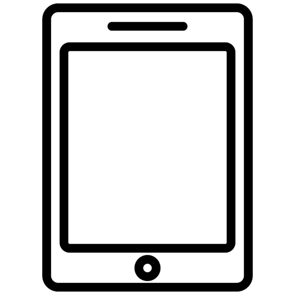 Tablet Pc Icon, Black And White Outline Icon Symbol vector