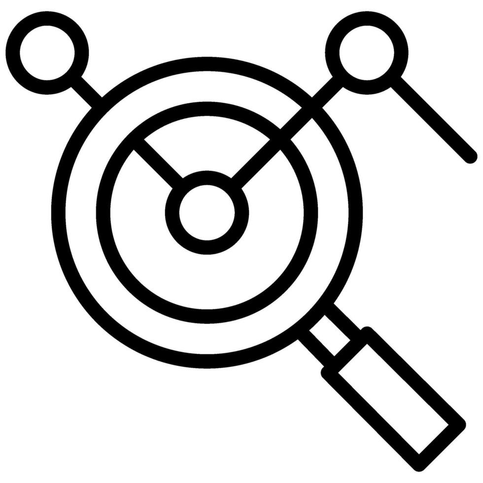 Statistic Search Icon, Black And White Outline Icon Symbol vector