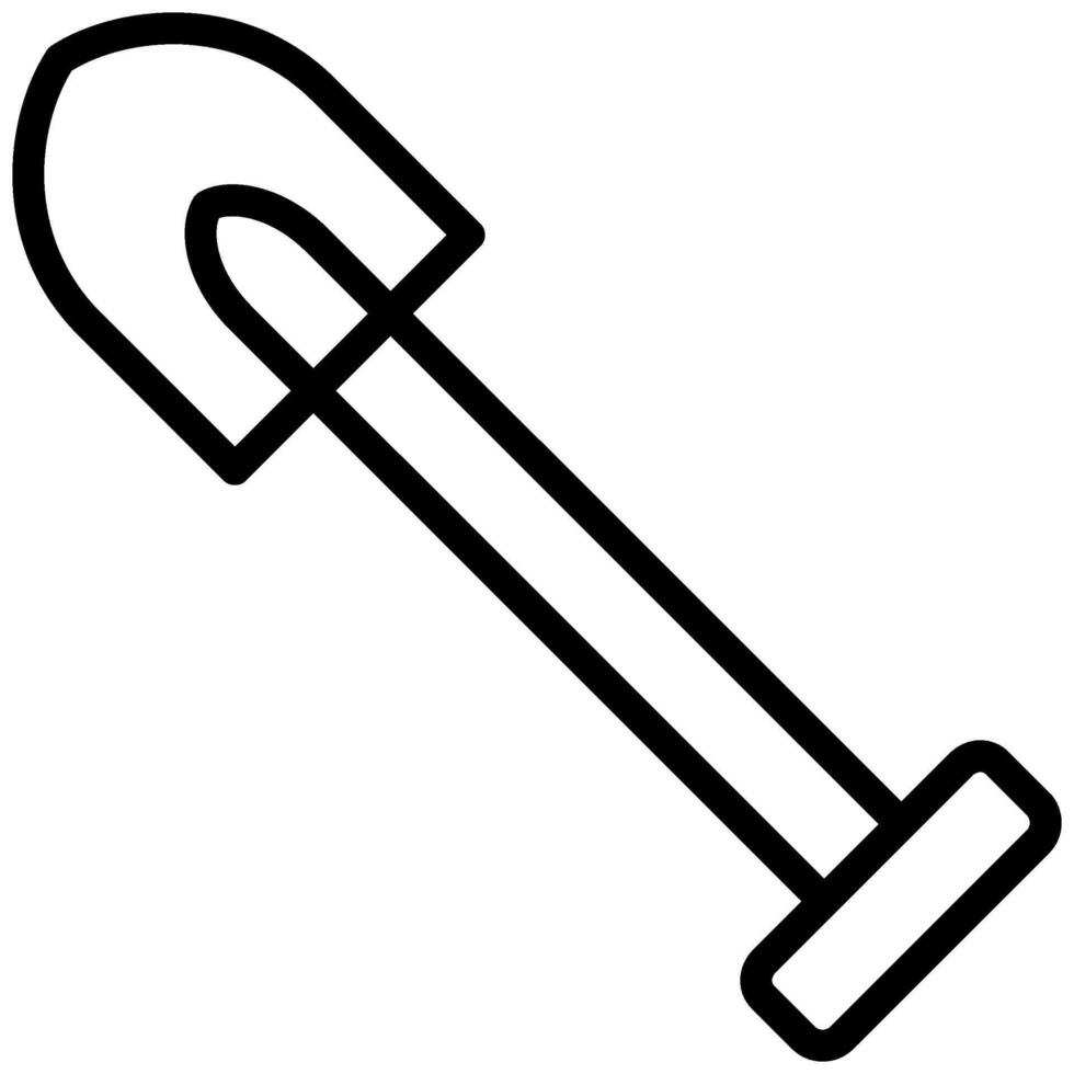 Shovel Icon, Black And White Outline Icon vector