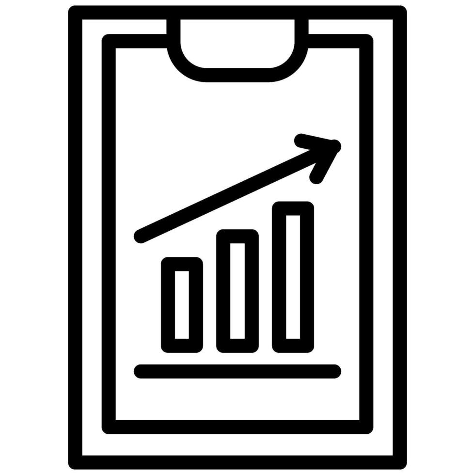 Graph Clipboard Icon, Black And White Outline Icon Symbol vector