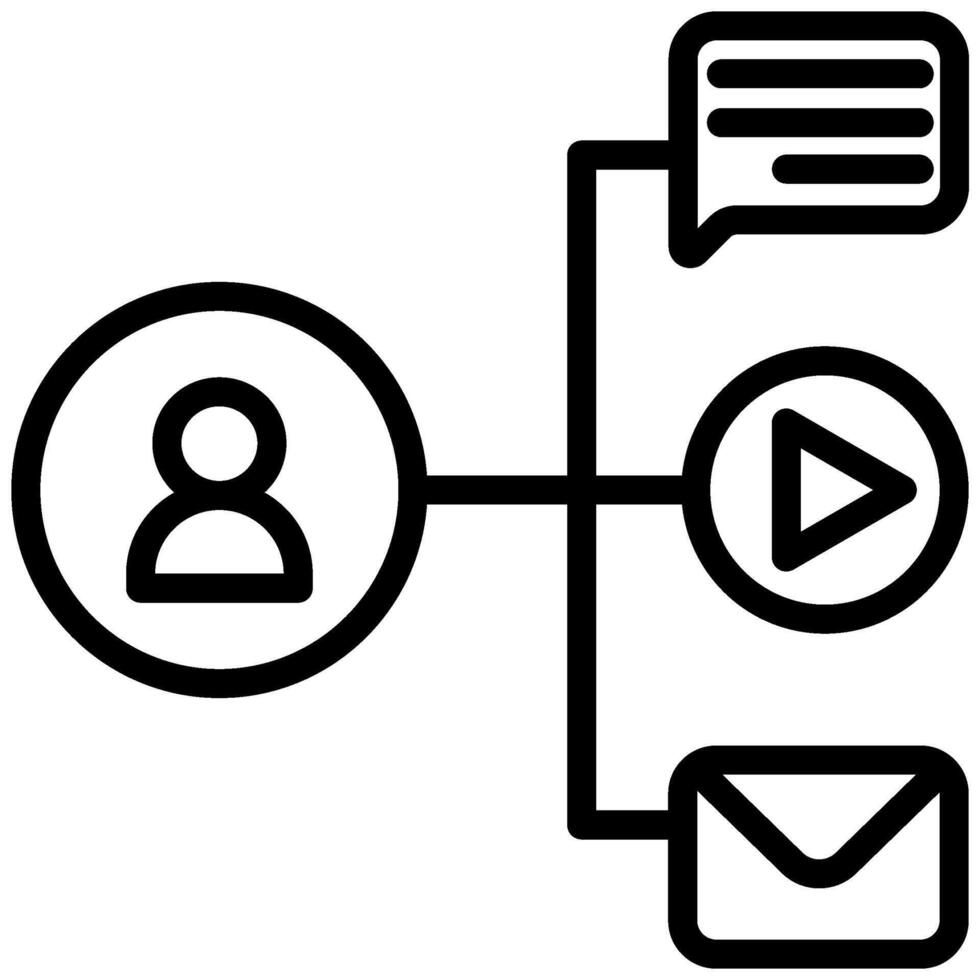User Engagement Marketing Icon, Black And White Outline Icon Symbol vector
