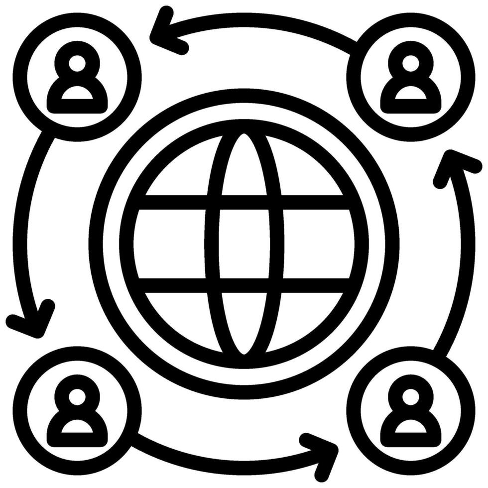 Global Relations Icon, Black And White Outline Icon Symbol vector
