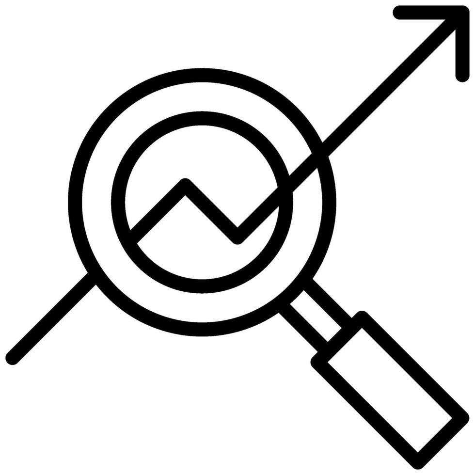 Arrow Search Icon, Black And White Outline Icon Symbol vector