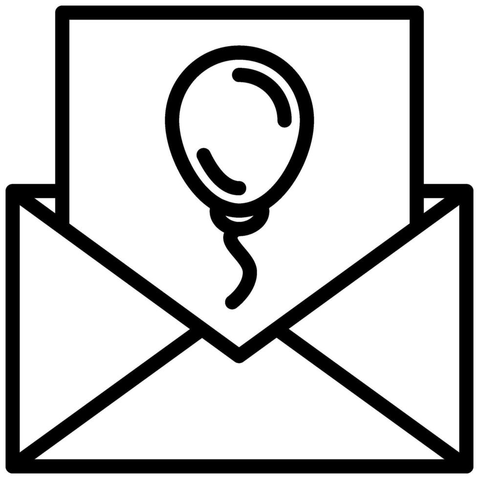 Birthday Invitation Outline Icon, Black And White Outline Icon Symbol vector